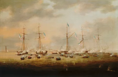 Canonnières britanniques et américaines en action sur le lac Borgne
