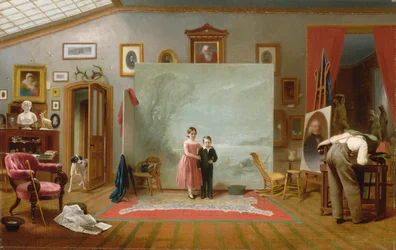 Intérieur avec portraits