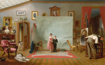 Intérieur avec portraits