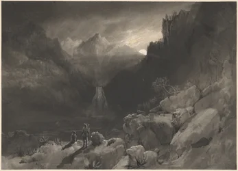 Scène américaine, vers 1832-1835 (lavis gris)