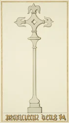 Croix sur une ancienne pierre tombale dans la crypte de l