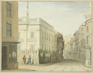 Vue vers le bas de Broad Street avec le Nouveau Conseil Municipal