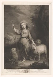Jeune berger avec des agneaux