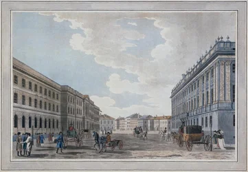 Vue de la rue Millionnaya et du Palais de Marbre à travers le Champ de Mars, 1790