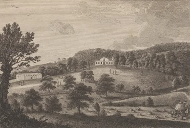 Vue du pavillon dans le parc sud, près de Penshurst dans le Kent