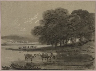 Paysage avec vaches