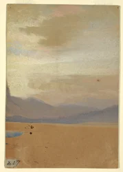 Dessin, Plaines américaines avec chaîne de montagnes au loin, avant 1872