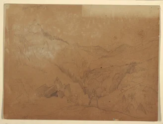 Dessin, Yellowstone, au-dessus des Tower Falls, 1871