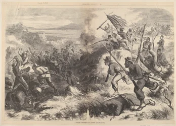 Un régiment noir en action de Harpers Weekly, 14 mars 1863