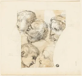 Esquisses de têtes masculines (recto) ; deux vieilles femmes (verso)