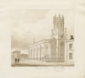Bilston - Église St. Mary : dessin sépia, 1837