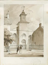 Chapelle de Fazeley : dessin à la plume et au lavis