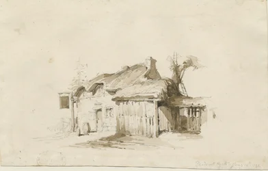 Fradswell - Cottage sur la lande : dessin au crayon et lavis