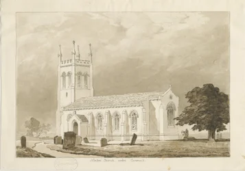 Église de Norton Canes : dessin au lavis sépia