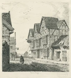 Penkridge Town - Vieille Maison (dessin à la plume et encre)
