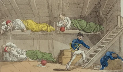 Une scène dans la Manche, du Grand Maître, ou Aventures de Qui Hi? en Hindoustan. Un poème Hudibras en huit chants par Quiz, par William Combe, publié par Thomas Tegg, Londres, 1815