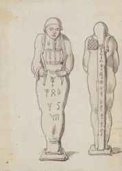 Une momie, vue de face et de dos