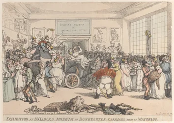 Exposition au musée de Bullock de la voiture de Bonaparte prise à Waterloo, 10 janvier 1816