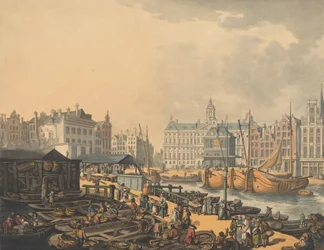 Feyge Dam, avec une partie du Marché aux Poissons à Amsterdam, 1797