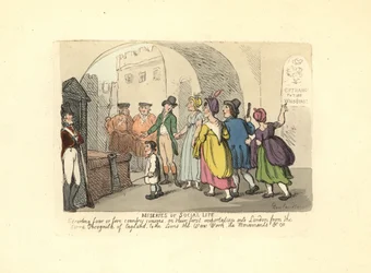 Gentleman escortant des cousins de la campagne lors de leur première visite à Londres