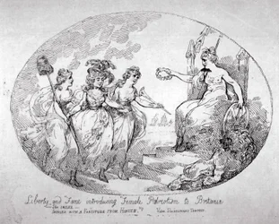 Liberté et Renommée introduisant le Patriotisme féminin à Britannia