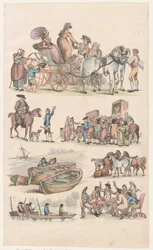Planche 16, Contours de Figures, Paysages et Bétail...pour l