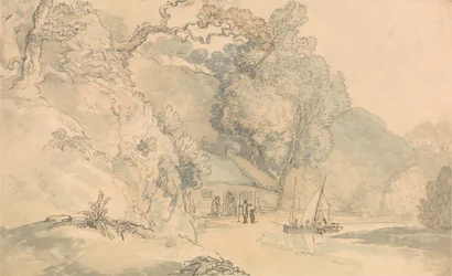 Scène fluviale avec de petits bateaux