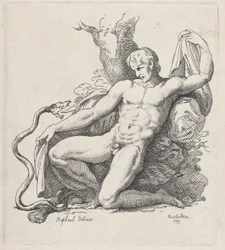 Serpent attaquant un homme nu