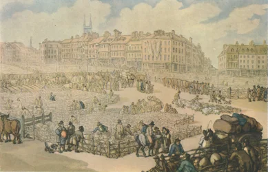 Marché de la viande de Smithfield, vers 1816, 1944