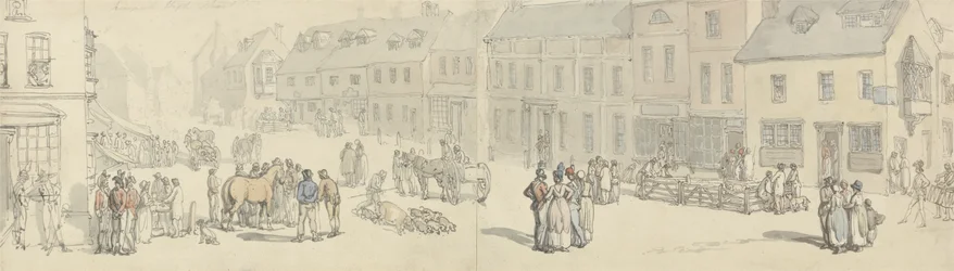 La rue principale le jour du marché, Newport, Île de Wight, vers 1797-1800