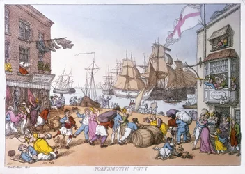 Le district de Portsmouth, dessin décrivant les activités de ce port anglais