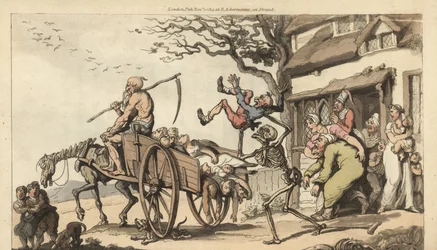 Le squelette de la Mort et le vieux Temps viennent chercher le vieux mari de Goody Barton