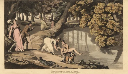 Le squelette de la Mort prend la mère alors qu