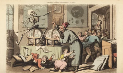 Le squelette de la Mort avec sa flèche vient chercher un maître d