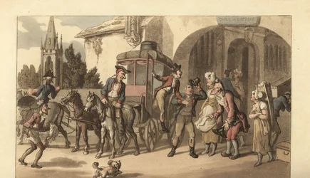 Jeune gentleman anglais arrivant à une poste française