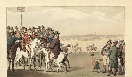 Jeune gentleman anglais jouant aux courses à Newmarket
