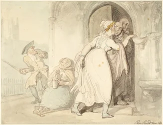 Jeune femme à la porte de l