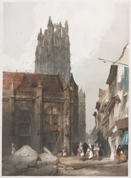 Architecture pittoresque à Paris, Gand, Anvers, Rouen : Saint-Laurent, Rouen, France, 1839