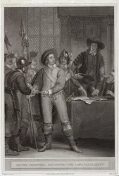 Oliver Cromwell (1599-1658) dissolvant le Long Parlement