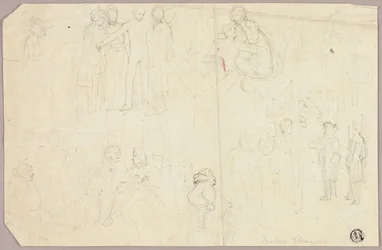 Esquisses pour Tristram Shandy (recto); Esquisses de médaillon avec figure allégorique assise (verso)