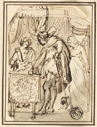 Jeune homme à la table du scribe