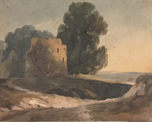 Paysage avec château en ruine, arbres