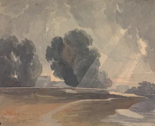 Paysage avec arbres et lac