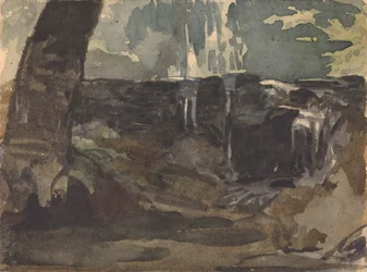 Paysage rocheux, grand tronc d