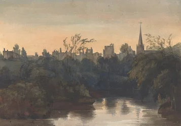 Scène de ville sur la rivière