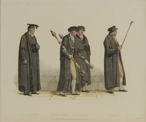Vice-chancelier, Esquire Beadle, Yeoman Beadle, Verger, gravé par J. Agar, publié dans 