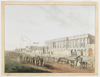 Le nouveau palais de justice et Chandpam Ghaut des vues de Calcutta