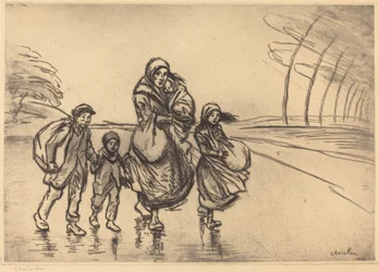 Sous la pluie: La mère et les enfants, 1915