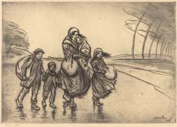 Sous la pluie: La mère et les enfants, 1915