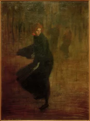 Jeune ouvrière dans la rue